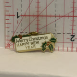 Merry Christmas Happy New Year Poinsettia Lapel Hat Pin