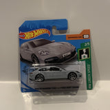 Grey  Porsche Panamera Turbo S E-Hybrid Sport Turismo 2/5 HW Green Speed 2019 FYB51 202/250 Hot Wheels Short Card