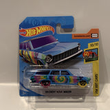 Blue 61 Chevy Nova Wagon 10/10 HW Art Cars 2019 FYC28 188/250 Hot Wheels Short Card