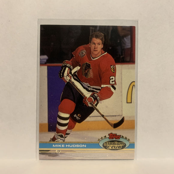 #22 Mike Hudson Chicago Blackhawks 1991-92 Topps Stadium Club Hockey Card LM