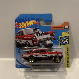 Red 55 Chevy Bel Air Gasser 1 10 HW Speed Graphics 2019 FYC97 204 250 GwynnSportscards