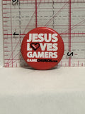 Jesus Loves Gamers Game Church Button Pinback