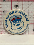 Simon the safety Bear club sponsored Calgary Police Service Button Pinback