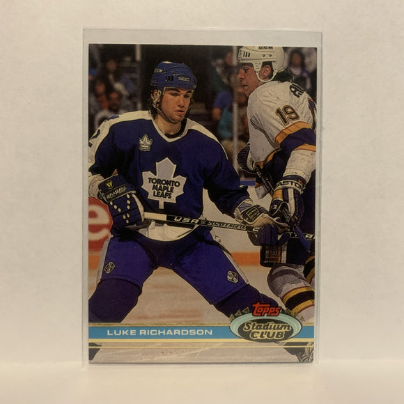 #172 Luke Richardson Toronto Maple Leafs 1991-92 Topps Stadium Club Hockey Card LN