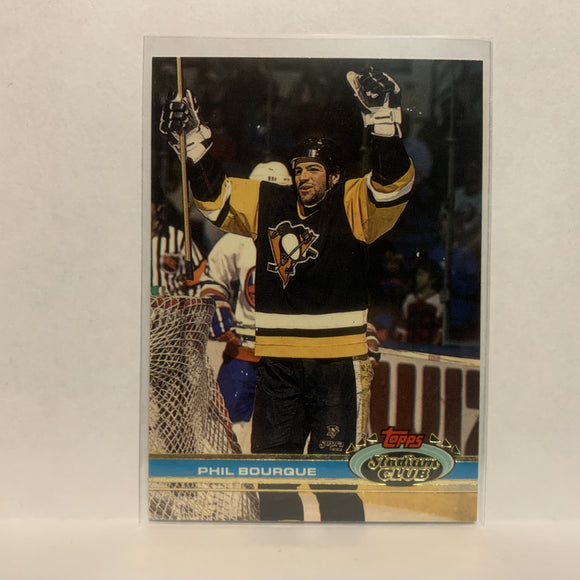 #168 Phil Bourque Pittsburgh Pengiuns 1991-92 Topps Stadium Club Hockey Card LN