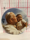 Pope John Paul II Kissing a Baby Button Pinback