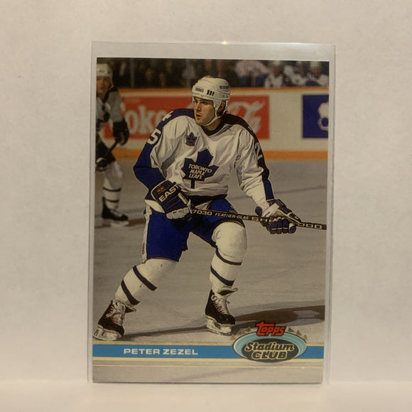 #104 Peter Zezel Toronto Maple Leafs 1991-92 Topps Stadium Club Hockey Card LN