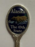 Alaska The 49th State Fishing Grizzley Bear Souvenir Spoon