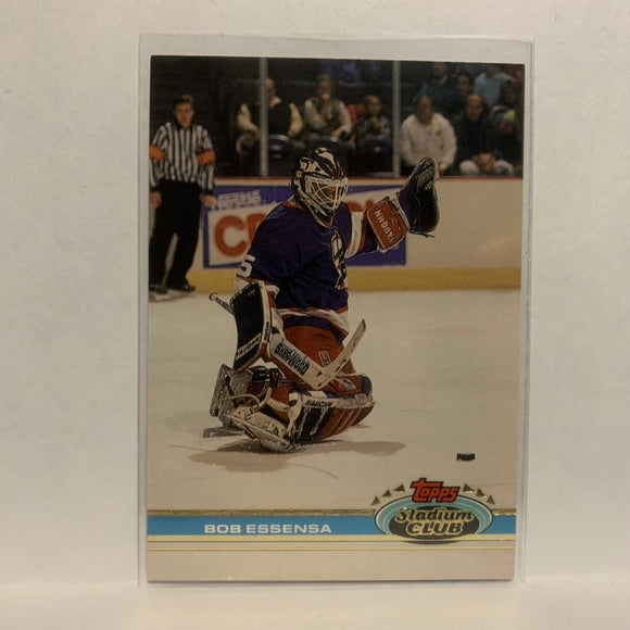 #152 Bob Essensa Winnipeg Jets 1991-92 Topps Stadium Club Hockey Card LO