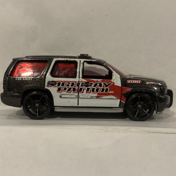 Black White '07 Chevy Tahoe Highway Patrol Hot Wheels Diecast Car GE