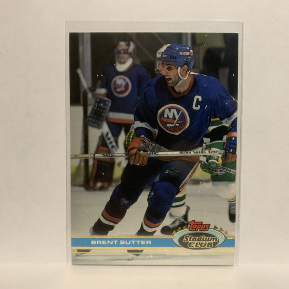 #180 Brent Sutter New York Islanders 1991-92 Topps Stadium Club Hockey Card LO