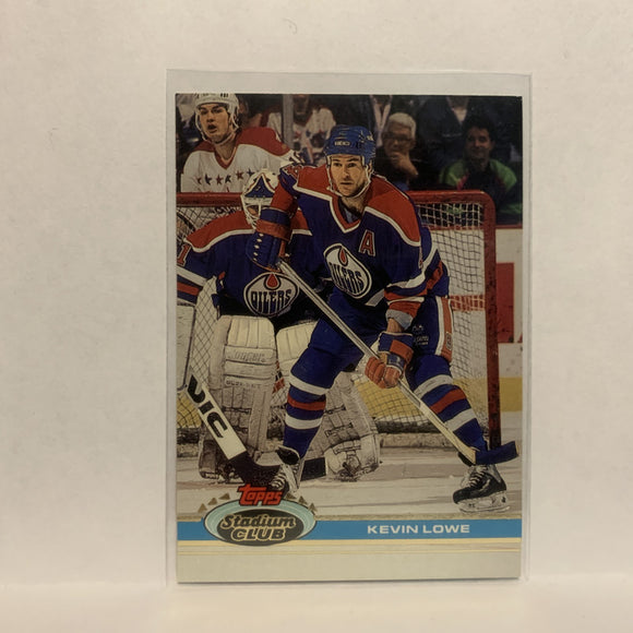 #179 Kevin Lowe Edmonton Oilers 1991-92 Topps Stadium Club Hockey Card LO