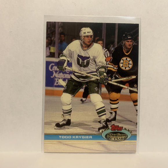 #45 Todd Krygier Hartford Whalers 1991-92 Topps Stadium Club Hockey Card LO