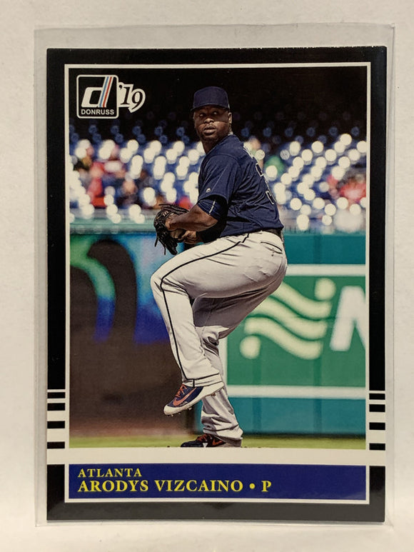 #212 Arodys Vizcaino Black Atlanta Braves 2019 Donruss Baseball Card