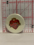 Rose Flowers Crown Heart Button Pinback