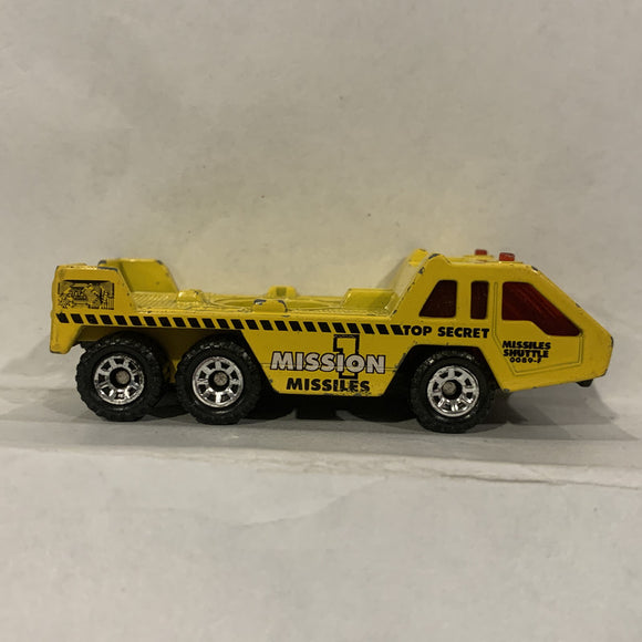 Yellow Mission Missiles Transporter Vwhiclw 1/150 ©1985 Matchbox Diecast Car GF