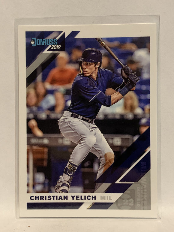 #190 Christian Yelich   Milwaukee Brewers 2019 Donruss Baseball Card
