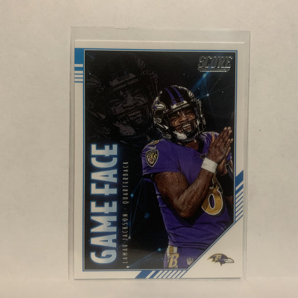 GF-LJ Lamar Jackson Game Face Baltimore Ravens 2020 Score Football Card LP