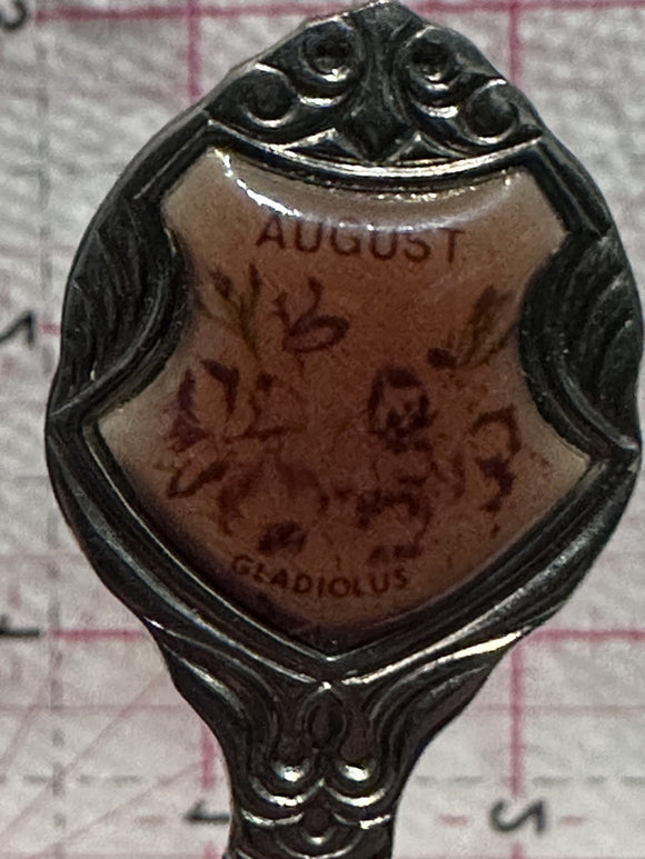 August Gladiolus Flower Silver Plated  Souvenir Spoon