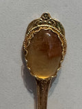 Yellow Cream Gem Rock Stone  Souvenir Spoon