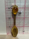 Yellow Cream Gem Rock Stone  Souvenir Spoon