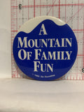 A Mountain of Family Fun 1989 Ski Roundup Button Pinback