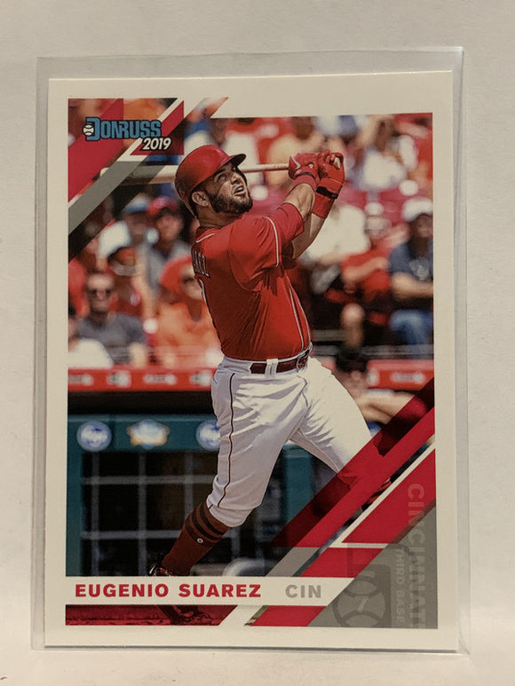 #124 Eugenio Suarez   Cincinnati Reds 2019 Donruss Baseball Card