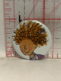 Cartoon Girl Big Hair Button Pinback