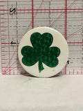Green Shamrock Clover Button Pinback