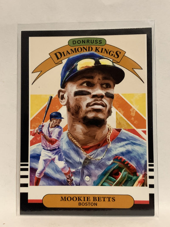 #1 Mookie Betts Diamond Kings Boston Red Sox 2019 Donruss Baseball Card