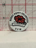 Buddy Poppy Volunteer VFW Button Pinback