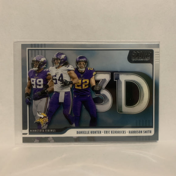 3D-HED Hunter Kendricks Smith Minnesota Vikings 2020 Score Football Card LS