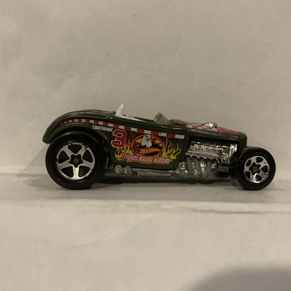 Black Triiger Happy Nathan Deuce Roadster ©1999 Hot Wheels Diecast Car GI