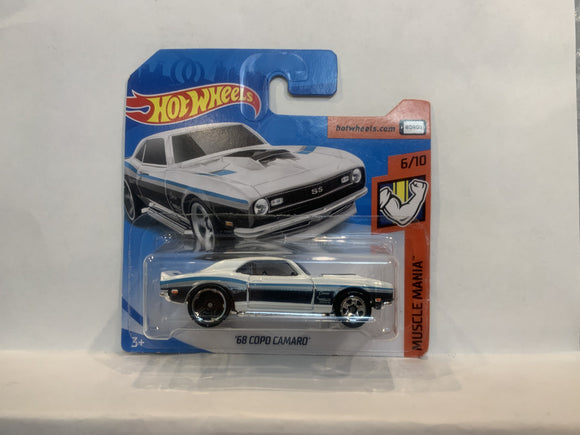 White '68 Copo Camaro Muscle Mania 2019 Hot Wheels Short Card New Diecast Cars AA