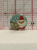 Santa and Reindeer Christmas Button Pinback