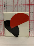 Red Black Half Circles Design Button Pinback