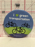 I Love Green Transportation Bicycles Button Pinback