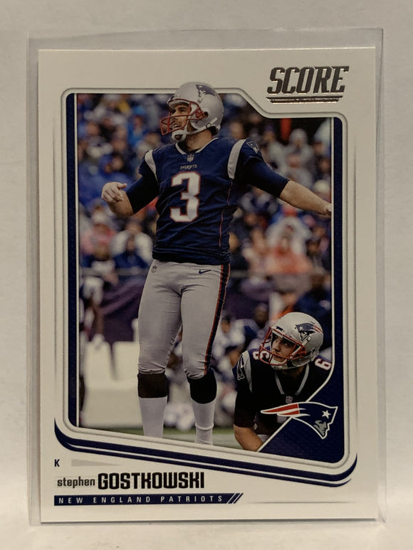#215 Stephen Gostkowski New England Patriots 2018 Score Football Card