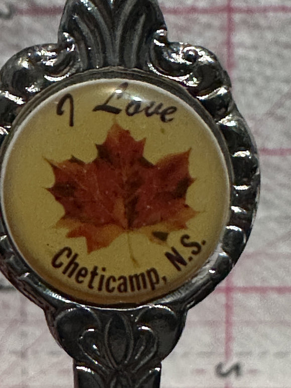 I Love Cheticamp Nova Scotia Maple Leaf  Souvenir Spoon