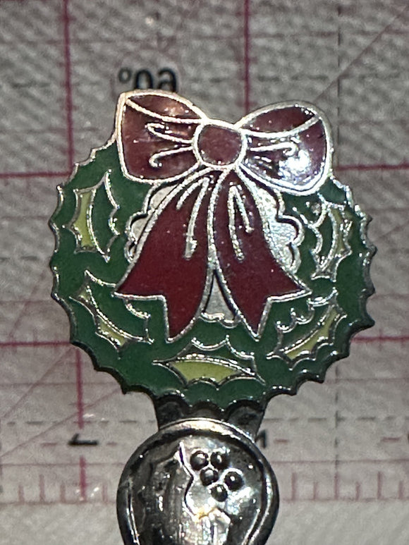Christmas Wreath Pine Cones Painted  Souvenir Spoon