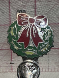 Christmas Wreath Pine Cones Painted  Souvenir Spoon