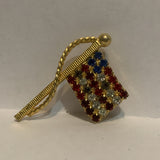 USA American Flag Pole Bejewelled Lapel Hat Pin