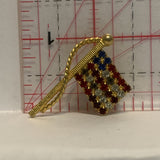 USA American Flag Pole Bejewelled Lapel Hat Pin