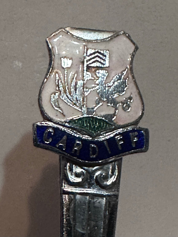 Cardiff Wale Crest Emblem Bicrome  Souvenir Spoon