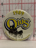 1989 Olds Town & College Chuckwagon Button Pinback