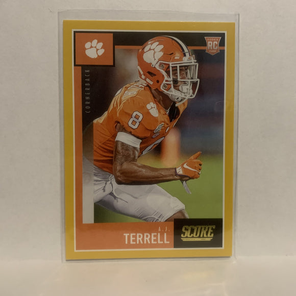 #399 A.J. Terrell Gold Rookie Clemson Tigers 2020 Score Football Card LY