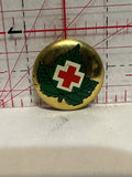 Red Cross Green Leaf Button Pinback