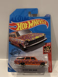 Orange Flames '64 Chevy Nova Wagon 3/10 HW Flames 2020 141/250 GHD61 Hot Wheels  Long Card