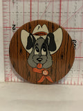 Western Feeds Dog Mascot Cowboy Button Pinback