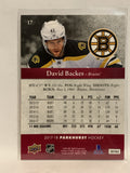 #17 David Backes Red Boston Bruins 2017-18 Parkhurst  Hockey Card
